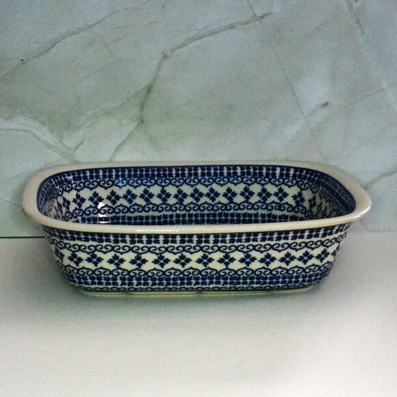 Boleslawic Rectangular Baking Dish Polish Pottery White Clay Kitchen Wear - Picture 1 of 9